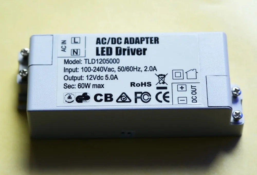 5pcs/lot 12V 5A 60W LED Driver AC/DC adapter transformers switch for