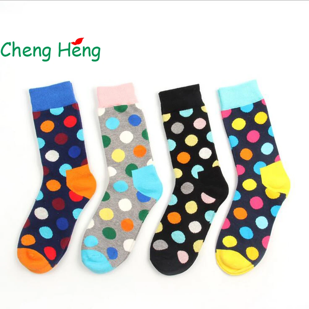 Cheng Хэн 12 пар/упак. продукты горячей Летняя распродажа британский стиль Для мужчин; хлопковые носки личности Dot pattern Для мужчин среднего