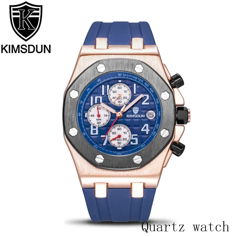 KIMSDUN Мужские кварцевые часы с хронографом Водонепроницаемые силиконовые резиновые мужские спортивные часы для мужчин наручные часы Relogio Masculino - Цвет: K17