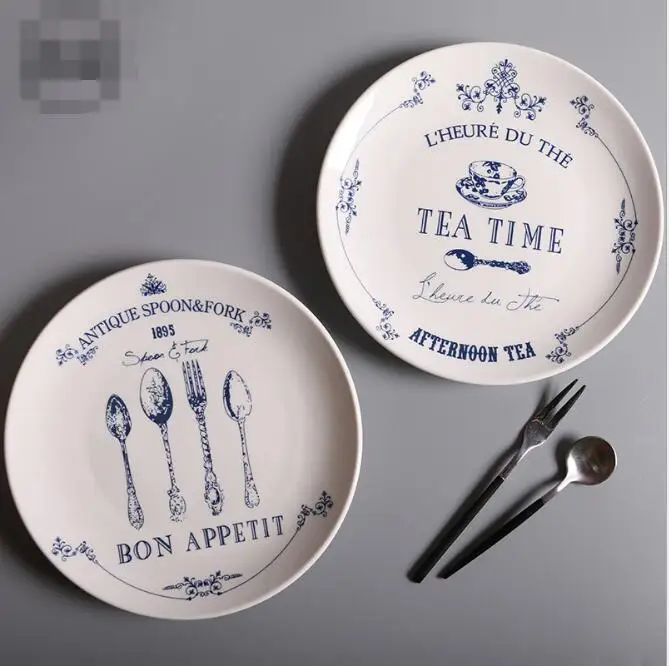 Top-grade 8 inch Bone China Cake Dishes And Plates Porcelain Pastry Fruit Tray Ceramic Tableware For Steak Dinner | Дом и сад