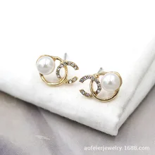 silver Korea east gate Xiao Xiang Feng pearl ear nail temperament 100 simple network celebrity earrings high-grade earrings