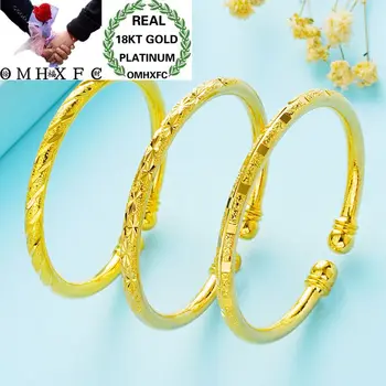 

OMHXFC Wholesale European Fashion Woman Girl Party Wedding Gift Stars Lines Beads 18KT Gold Open Bangles Bracelets BE60