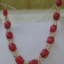 Богатые природные женская Мода красный ДРАГОЦЕННЫЙ КАМЕНЬ& Ссылка Браслет Фантазии(7.") 2 шт. Позолоченный Люкс широкий часы крылья королева