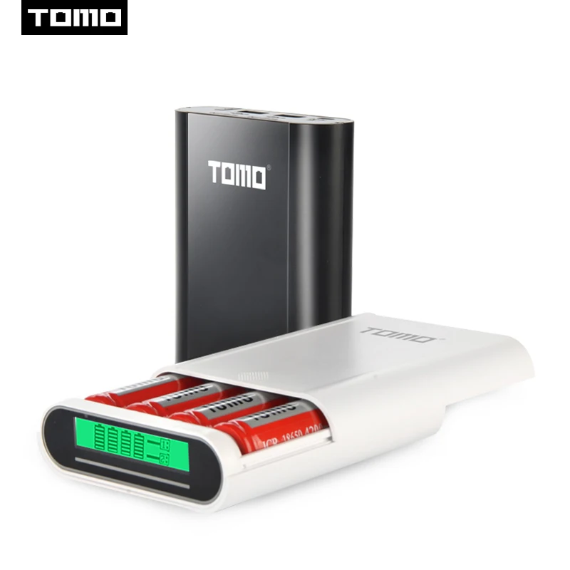 

2018 TOMO T4 18650 Power Bank Battery Box Charger 2 Usb Ports 5V2A Charging 18650 lithium batteries LCD Screen Charger Case