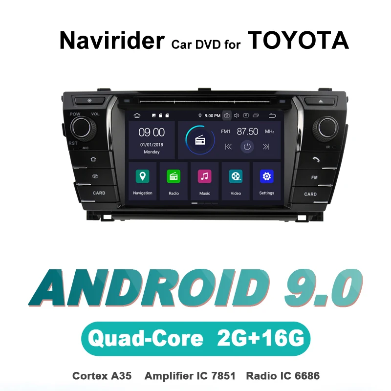 cheap ELANMEY advanced gps navigation For TOYOTA COROLLA 2014 car accessories android 9.0 CAR DVD multimedia radio stereo bluetooth