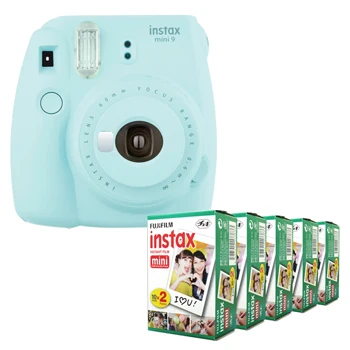 Fujifilm Instax Mini 9 мгновенная фотокамера серии+ Fuji Instax Mini белый край мгновенная пленка 100 листов - Цвет: Ice Blue