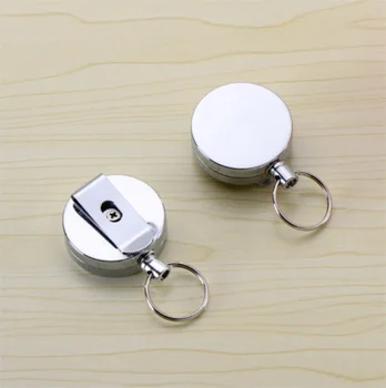

High Resilience Steel Wire Rope Key Ring Metal Retractable key Chain Alarm Key Ring Anti Lost Key chain Outdoor Tool / 100pcs