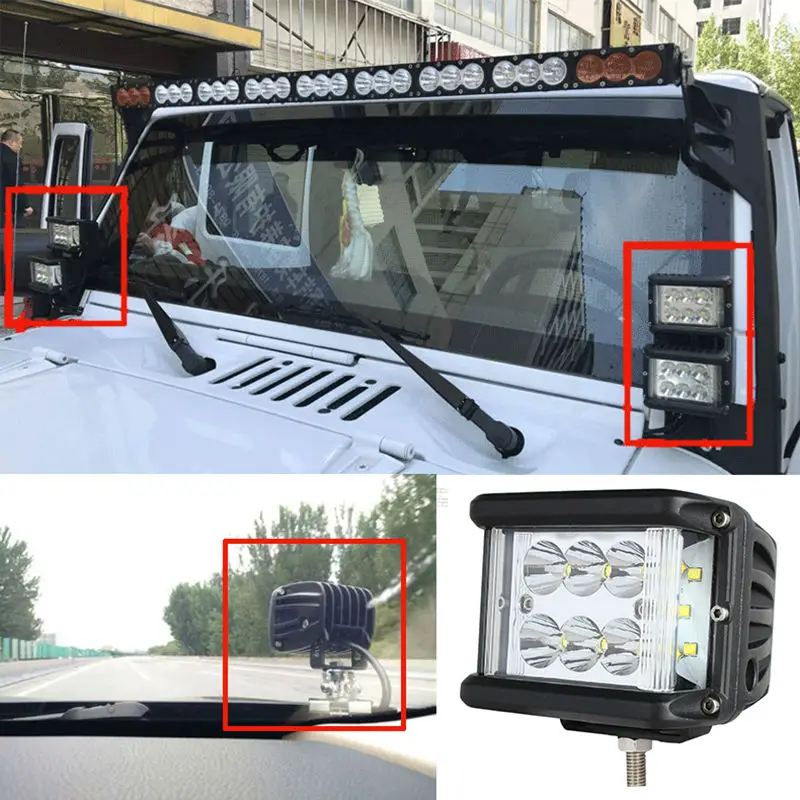New LED Light Bar  4inch 60W Full Reflector Side Luminate Led Work Light SPOT FLOOD COMBO Driving Lamp For Jeep Offroad Off-road Truck Car ATV SUV Boat 4WD ATV Auxiliary driving light (8)
