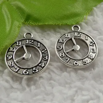 

180 pieces antique silver clock charms 21x18mm #4051