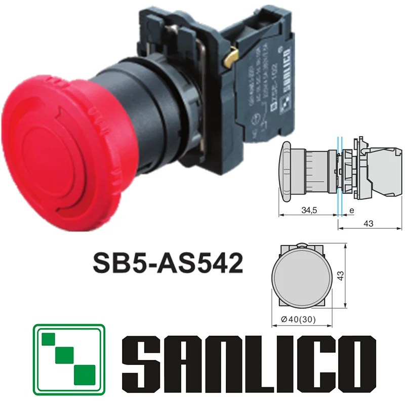 

waterproof emergency stop mushroom head push button switch SB5(LA68S XB5)-AS542 turn to release