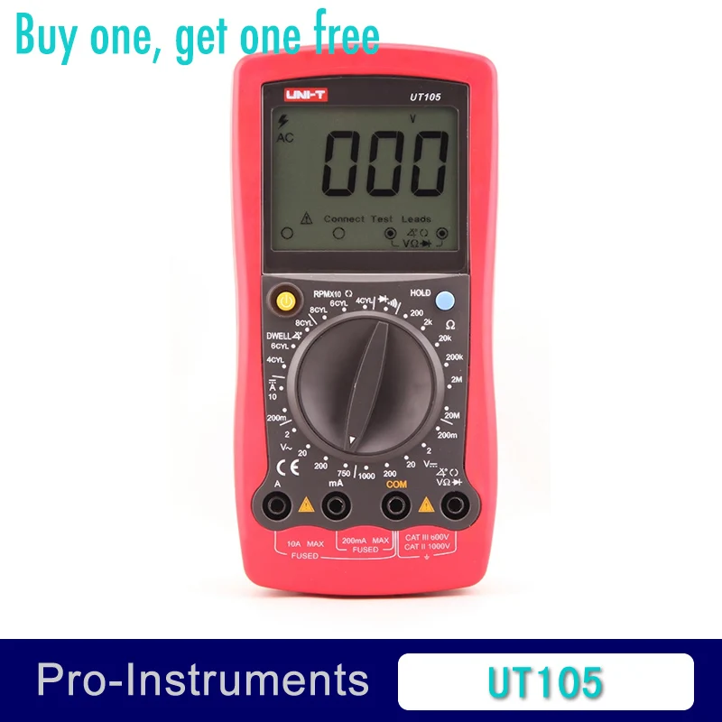 

UNI-T UT105 Handheld Automotive Multi-Purpose Meters DC Ammeter AC & DC Voltmeter Resistance Multimeters