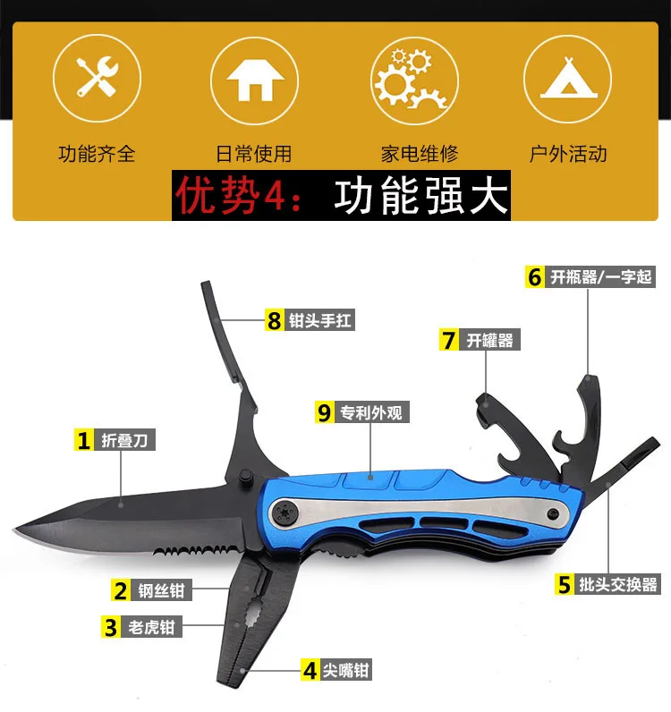 Портативный многофункциональный нож щипцы для кемпинга на открытом воздухе выживания охотничья отвертка набор открывалка для бутылок открывалка плоскогубцы ручные инструменты