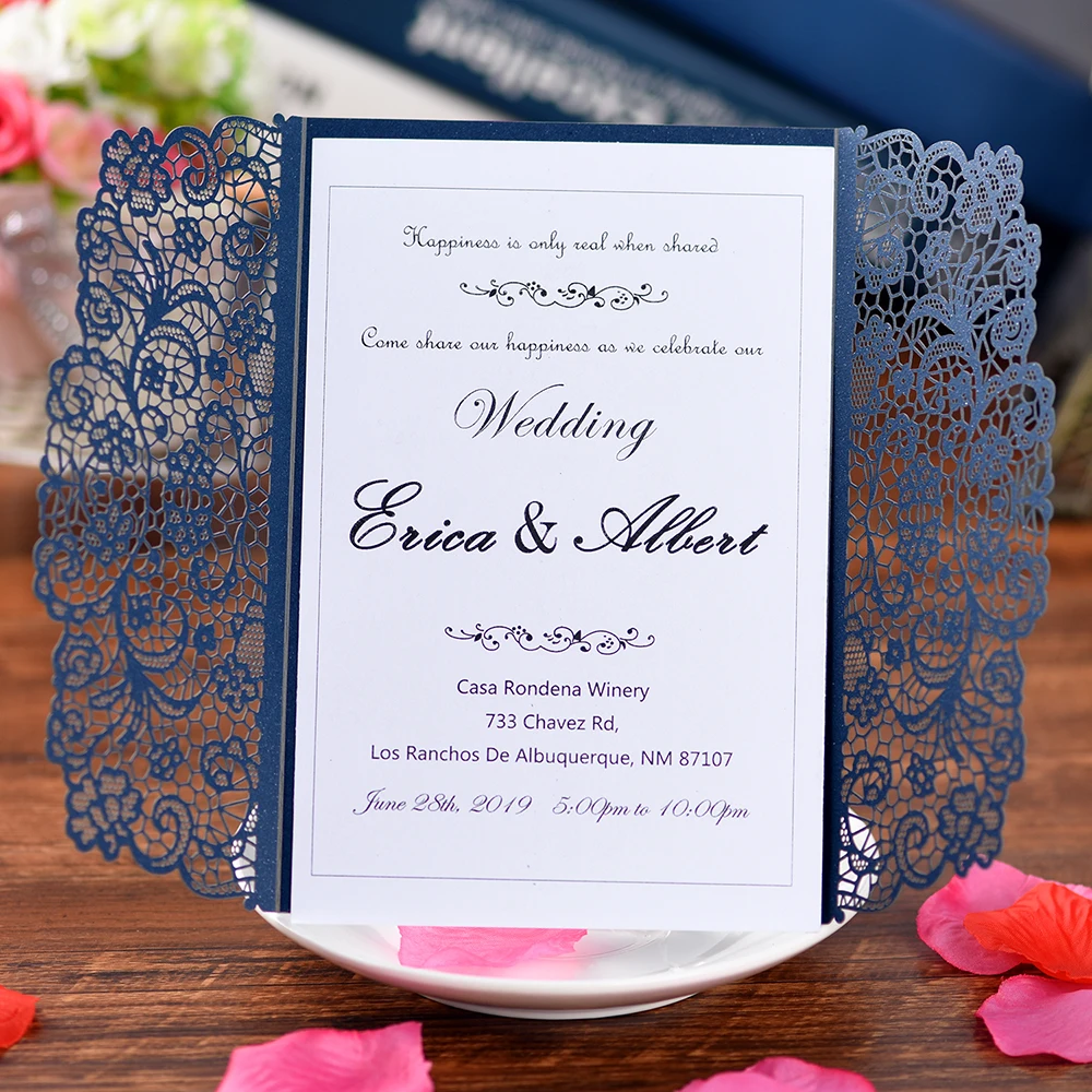  5 SETS laser cut wedding invitations with envelopes for Bridal Shower Invitations Dinner Invitation - 33038018804
