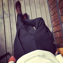 S-5XL! большой ярдов Мужская Штаны весна и осень для отдыха Облегающие штаны личности сплайсинга черные мужские штаны