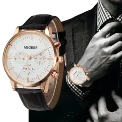 Migeer модные Бизнес 22 cmhook с пряжкой в стиле ретро Дизайн кожаный ремешок аналоговые сплав кварцевые наручные часы челнока jul22 P30