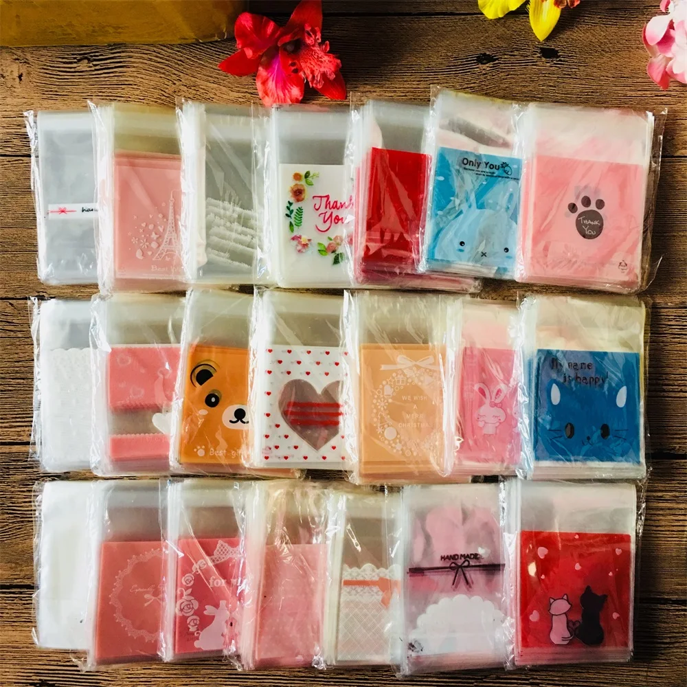 50/100Pcs 7*7cm Heart Tower Animals Candy Cookie Plastic Bags Wedding Gifts Pouch Bag Packaging Birthday Party Favors | Дом и сад