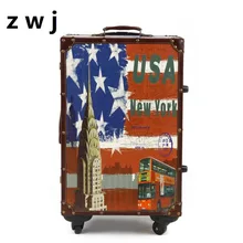 Ретро США чемодан на колёсиках Spinner кабина тележка чемодан колеса для женщин Дорожная сумка для мужчин багажник пароль коробка