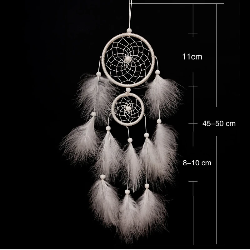 

Handmade Dream Catcher with Feather Wall Car Hanging Decoration Ornament White