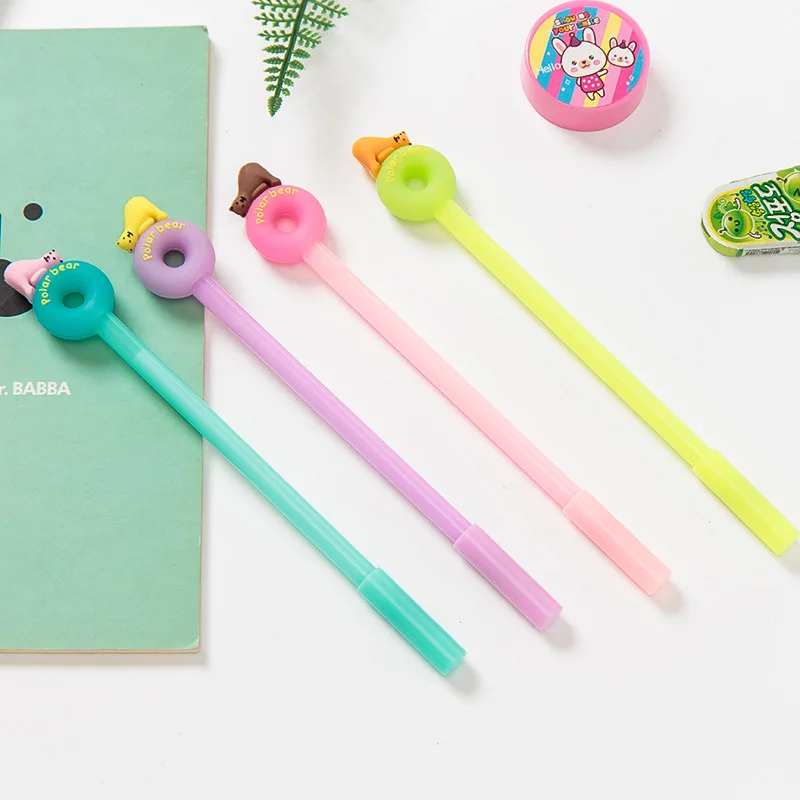 

36 pc/lot polar bear Doughnut Gel ink pen/creative cartoon student office fountain water pen / signature pen/children gift