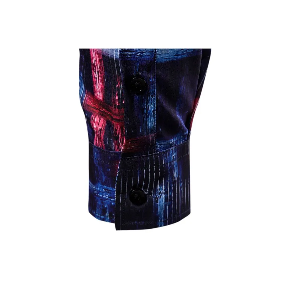Мужская Повседневная Блузка мужская Повседневная 3D печать красочная тонкая рубашка с длинным рукавом рубашка блузка Топы Топ мужские рубашки