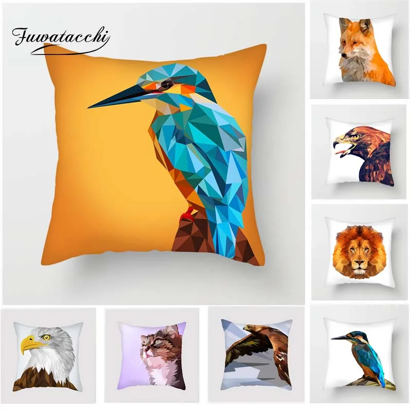 Fuwatacchi 3D Animal Cat Cushion Cover Lion Fox Tiger Dog Cock Rabbit Bird Eagle Pillow Cover Home Sofa Decorative Pillows 45*45 Fuwatacchi 3D Animal Cat Cushion Cover Lion Fox Tiger Dog Cock Rabbit Bird Eagle Pillow Cover Home Sofa Decorative Pillows 45*45