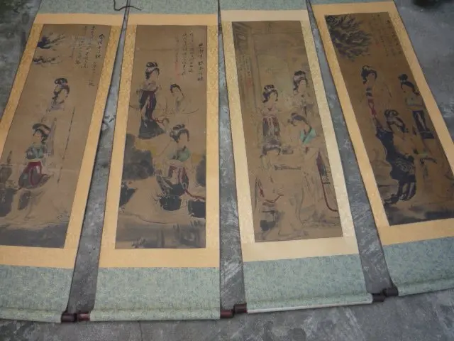 

Hand-painted Chinese paintings, Hanging picture of the Qing Dynasty in China, Twelve beauty, a set,free shipping