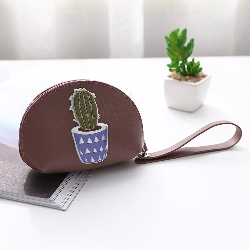 PACGOTH Women Cute Mini Cactus Coin Purses With Zipper Wallet Key Chain Fashion Purses For Ladies Gifts Size12.5*8.5*4.5cm