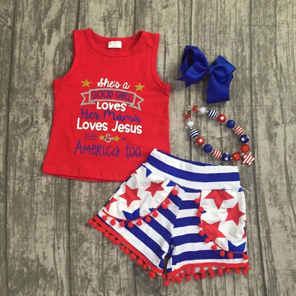 girls summer clothes children July 4th Patriotic clothes girls she is a