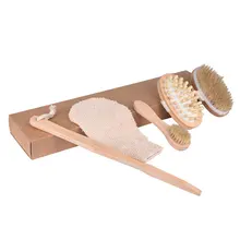 Чистые Аксессуары для ванной Экологичная бамбуковая Массажная длинная ручка для очистки естественный уход за кожей Детокс набор кистей для тела