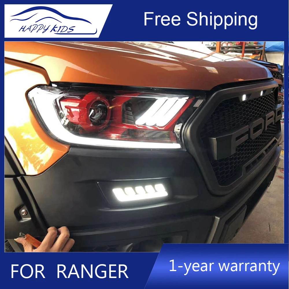 Автомобиль Стайлинг для Ranger T7 фары для Ford Ranger светодио дный фары светодио дный DRL Bi Xenon объектив Высокая Низкая луч парковка спереди лампа