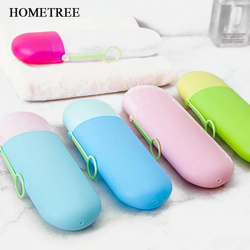 

HOMETREE 1Pc Candy Color Portable Toothbrush Box Travel Camping Protect Toothbrush Toothpaste Box Storage Box Bath Product H774