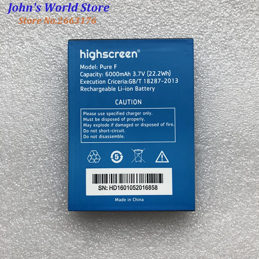 

For Highscreen PURE F 6000mAh Mobile Phone Li-ion Battery Replacement
