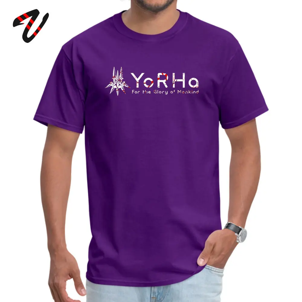 YoRHa Logo Europe Summer/Autumn 100% Cotton O-Neck Men Tops & Tees Fitness Tight Clothing Shirt Brand Short Sleeve T-shirts YoRHa Logo -15613 purple