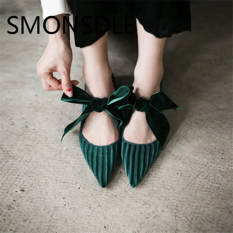 pointed toe velvet flats