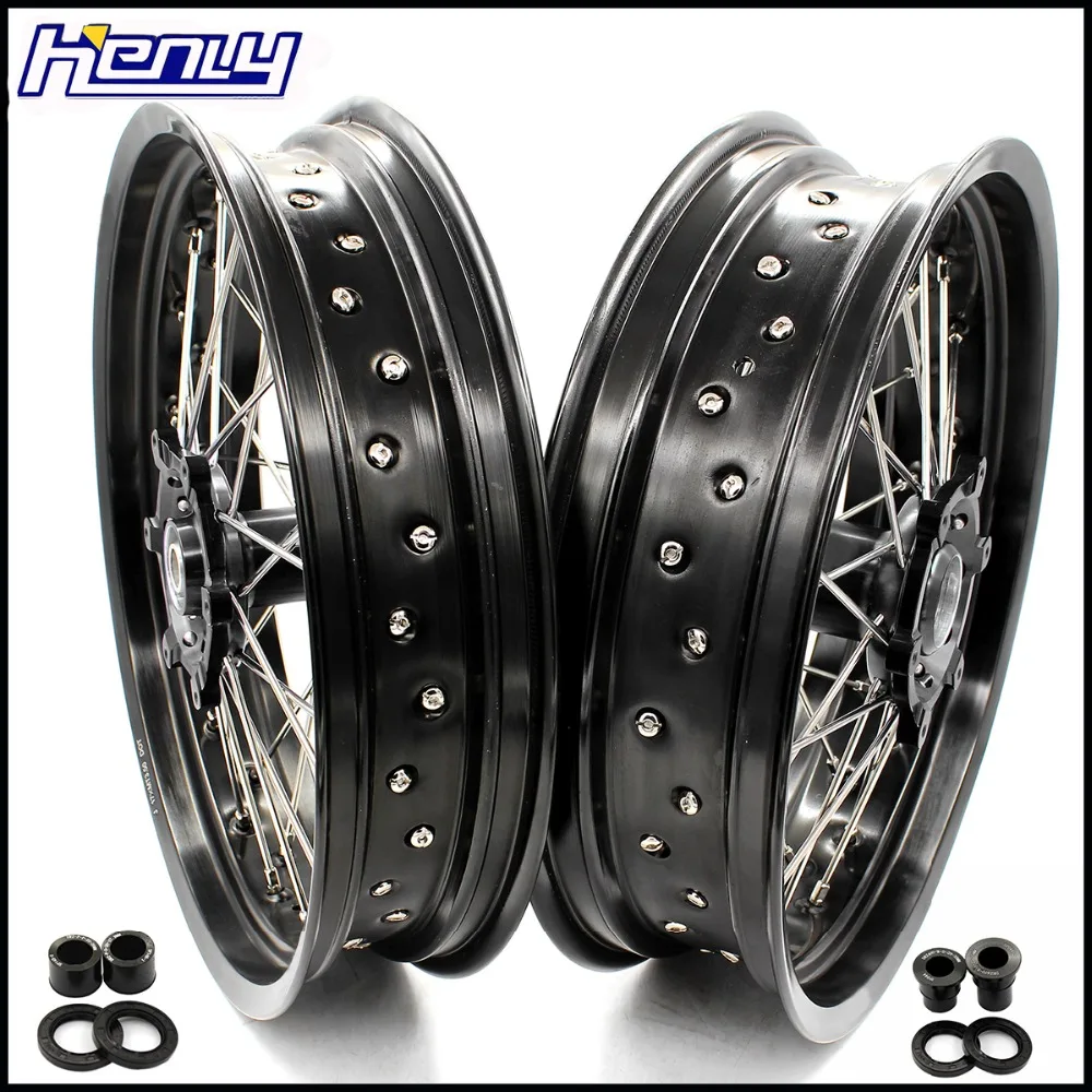 

3.5/4.25 Supermotard Spoked Wheels Set For SUZUKI DRZ400SM 2005-2018 DRZ400S 2000-2018 DRZ400E 2000-2007 DRZ400 2000-2004 Black