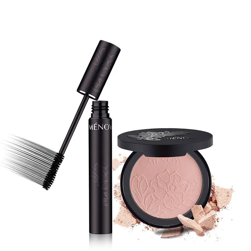 Menow бренд Make Up Set Уход за кожей лица Косметическая пудра увлажняющая матовая лица отбеливающий Косметическая пудра и черный толстый Стройный Тушь для ресниц Прямая поставка 5360