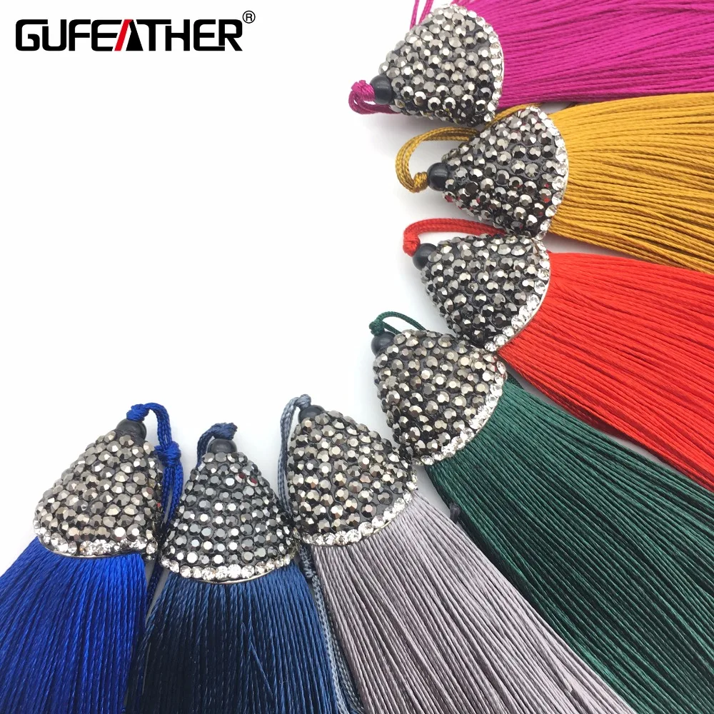 GUFEATHER L84/8.4CM/silk tassels/jewelry accessories/Drilling cap/accessories makde /Hand made