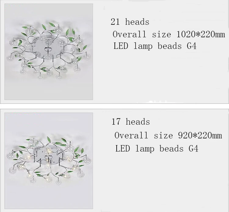 AC110V 220V Современный художественный дизайн светодиодный люстра из алюминиевой проволоки Хрустальные Зеленые листья Декор потолочные светильники