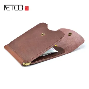 

AETOO Top Quality Wallet Men Money Clip Mini Wallets Male Vintage Style Hasp Purse Leather Card Holers with Clamp