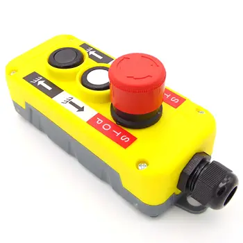 

crane with control emergency stop switch The button of driving