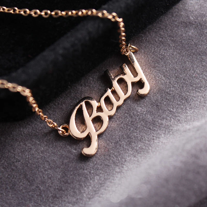 

2019 New Fashion Simple Chain Baby Necklace for Women Charming Gold Color Alloy Letter Pendant Necklace Jewelry Accessory