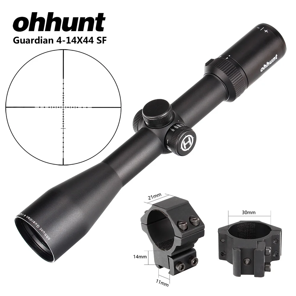 Ohhunt Guardian 4-14X44 SF Охотничья винтовка 30 мм Труба боковая Parallax тактические оптические прицелы с крышкой KillFlash и кольцами для крепления - Цвет: Med Dovetail Rings