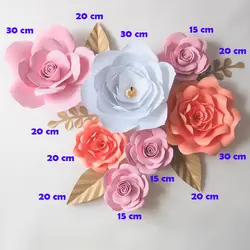 DIY Искусственные цветы Fleurs Artificielles фон гигант пены Бумага цветы 7 шт. + 5 оставьте Свадебная вечеринка украшения Гостиная