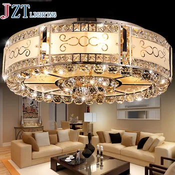 

M Creative Circular Led Crystal Ceiling Lamp Remote Control 3 Color Temperature Livng Room Light E14 Led Bulbs Dia60/82cm