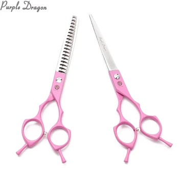 

6.5" 440C Pink Handle Professional Grooming Scissors Thinning Shears Straight Scissors Dog Scissors Animal Shears Add Bag Z9029