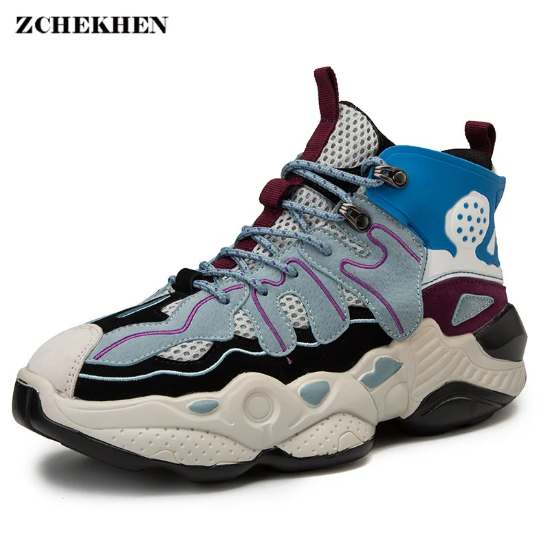 

Hip Hop Mens chunky Sneakers hook loop Casual Shoes Tenis Sapato Masculino Retro high Platform Sneakers Basket Man Walking Shoes