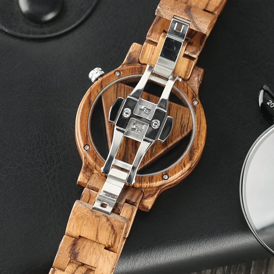 Unique Inverted Geometric Triangle Zebra Wood Watch Men Women Creative Hollow Dial Full Wooden Quartz Wristwatch Reloj de madera 2017 2018 Christmas Gifts Best Gifts (12)