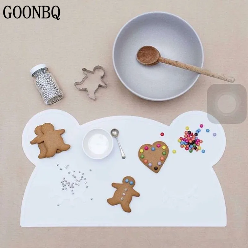 GOONBQ 1pc14*28 см медведь детский Настольный коврик силиконовая детская