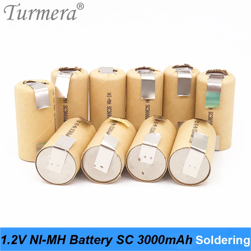 Ni-mh 1,2 v батарея 3000mah sc3000 Пайка для отвертки и пылесоса батарея 1,2 v nimh аккумуляторная батарея 10 шт