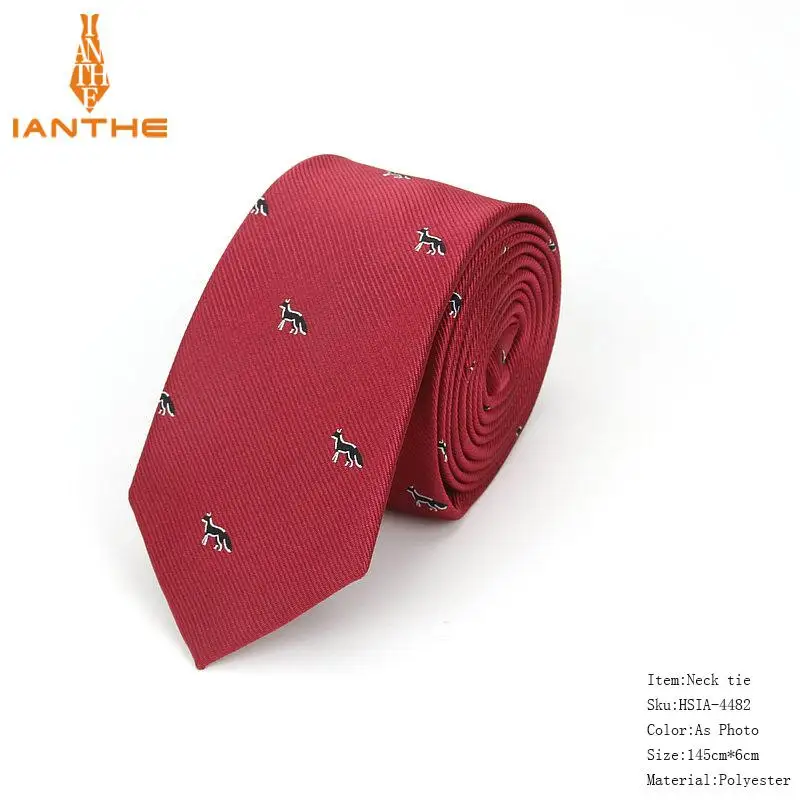 Брендовый галстук для мужчин, полиэфирный жаккардовый галстук с животными, деловые свадебные костюмы 6 см, обтягивающие галстуки в горошек - Цвет: IA4482